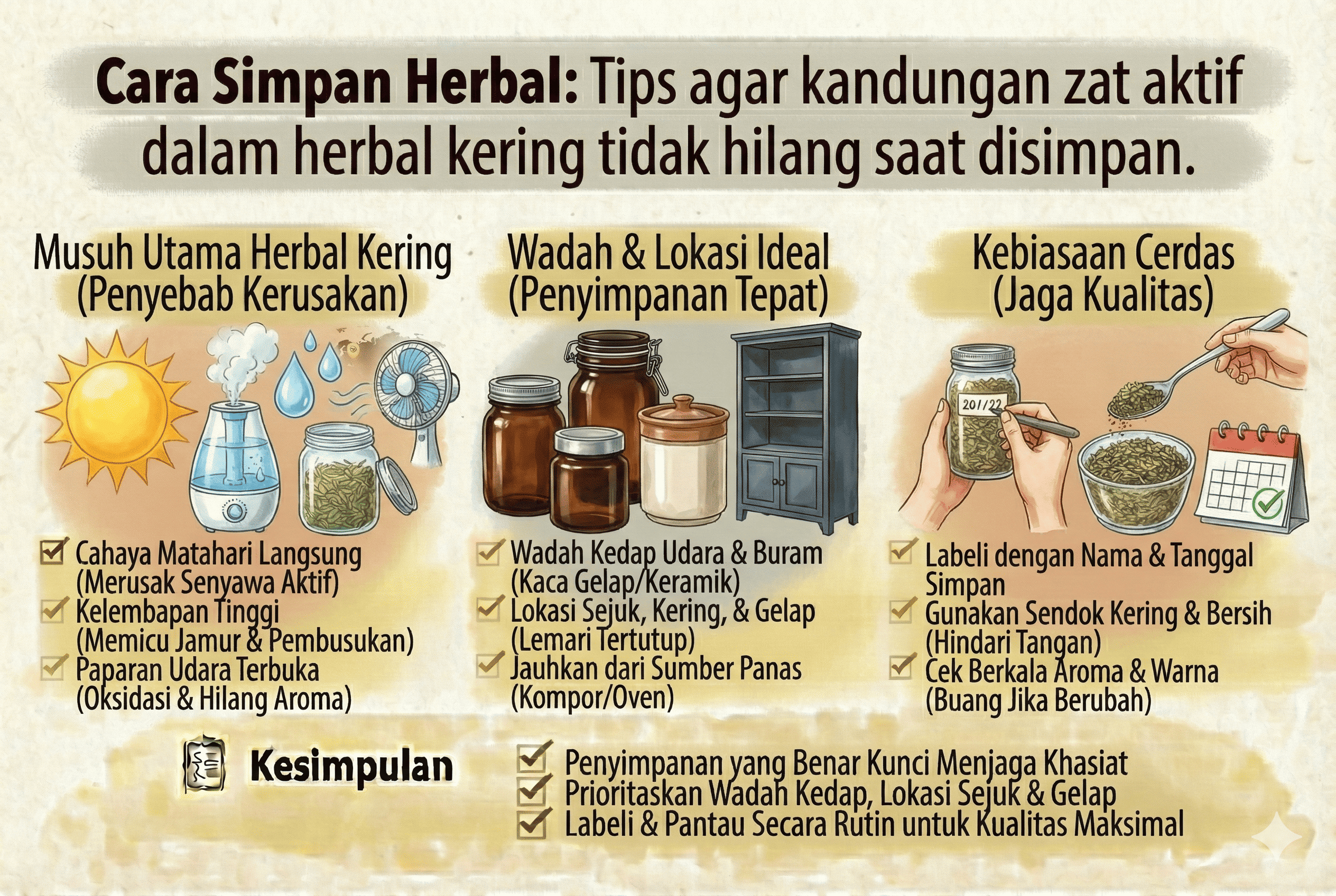 Cara Simpan Herbal: Tips Biar Zat Aktif Nggak Hilang dan Tetap Berkhasiat!